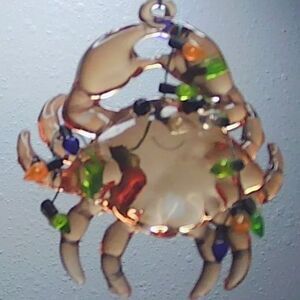 Grasslands Road Blown Glass Crab Stringing Lights Christmas Ornament 3.5"